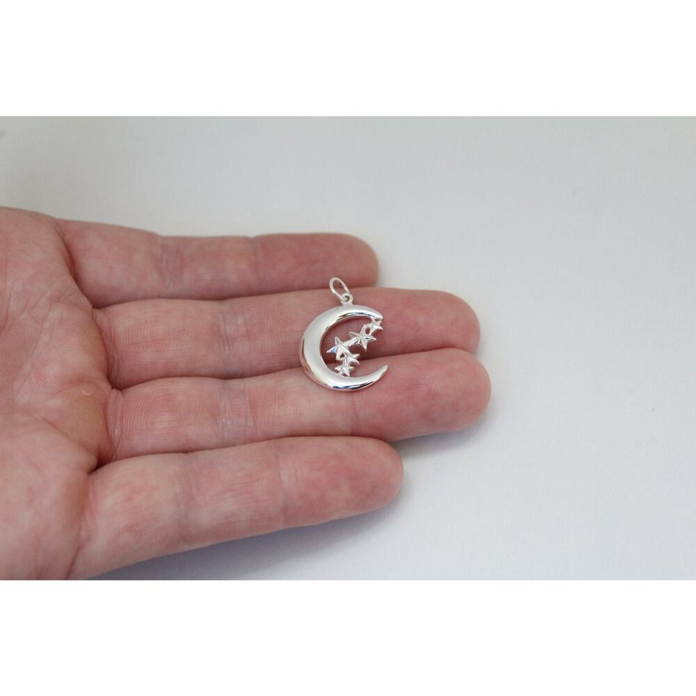 Sterling Silver Moon with Stars Charm